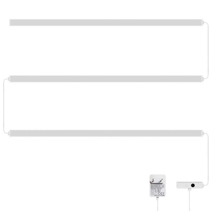 Plug In LED Under Cupboard Lights for Kitchen Cabinet Lighting, 3X 60CM Lamps, with Hand Wave Sensor