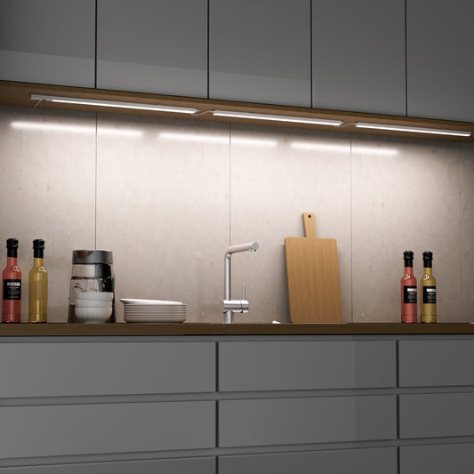 Plug In LED Under Cupboard Lights for Kitchen Cabinet Lighting, 3X 60CM Lamps, with Hand Wave Sensor