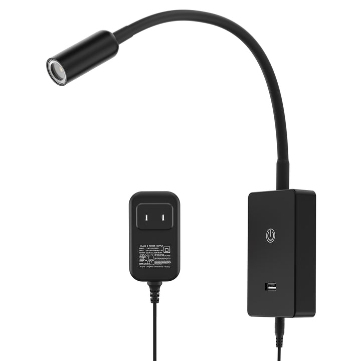 Touch Dimmable LED Wall Mount Bedside Spot Lamp, Black Flexible LED Wall Sconce Reading Light for Bedroom