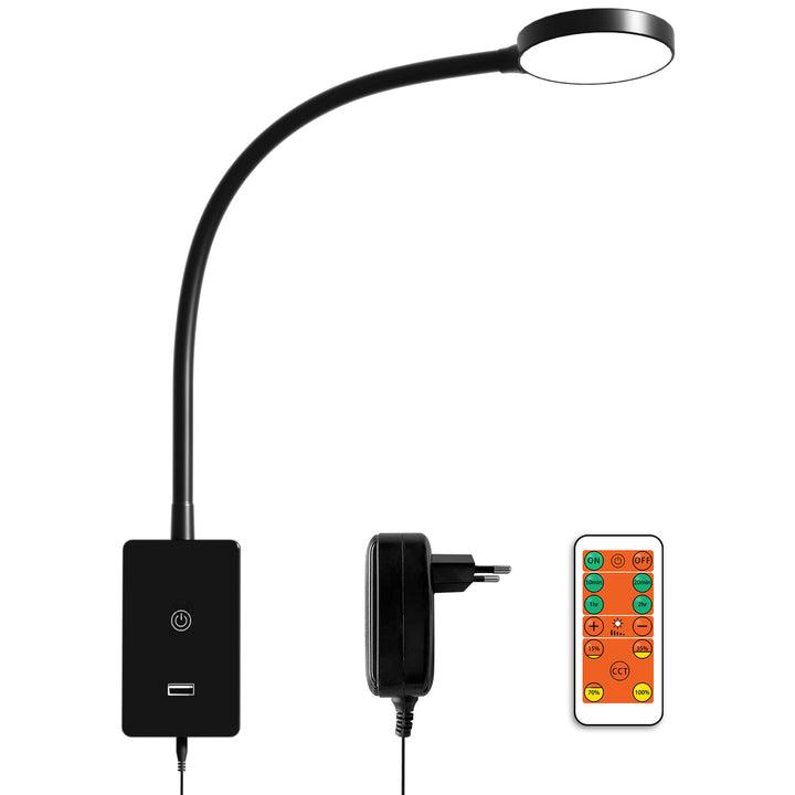 Dimmable LED Bedside Reading Light with Remote Control for Books in Bed, , 3 Lighting Colors, Timer Auto OFF