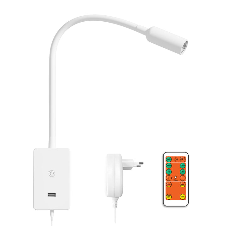 LED Wall Mounted Bedside Reading Light with Wireless Remote Control, Dimmable Neutral White 4000K