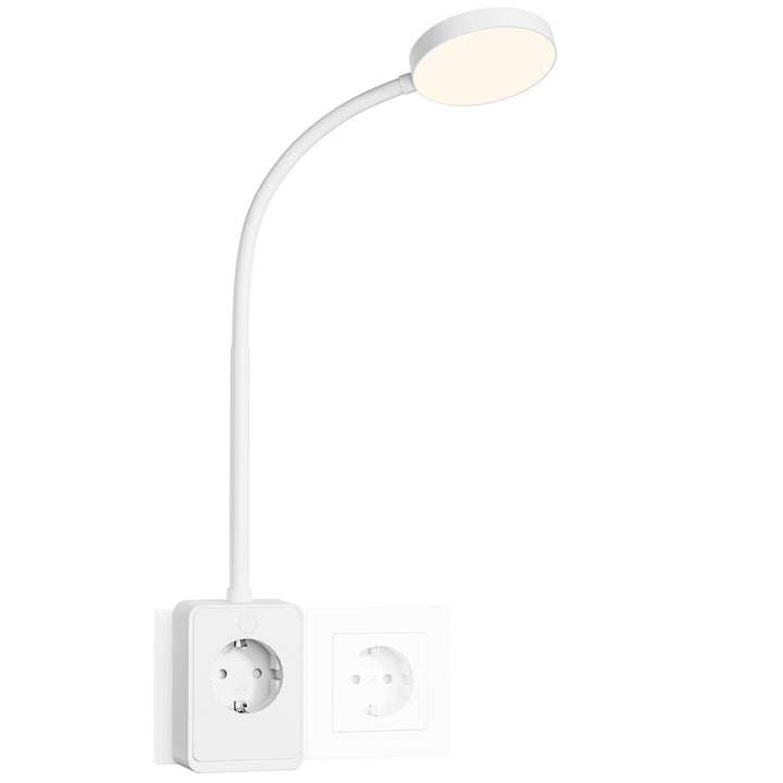 LED Wall Reading Light with Power Plug and Outlet Socket, Touch Dimmable Bedside Plug In LED Wall Lamp