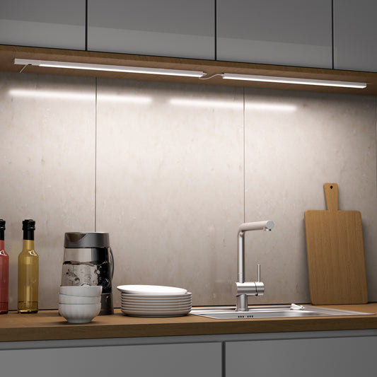 LED Dimmable Under Counter Lights with Hand Wave Sensor for Kitchen Cabinet Lighting, 2X 60CM LED Lamps