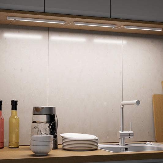 Under Counter LED Lights for Kitchen Cabinets and Worktop, with Hand Wave Sensor, 3X 30CM Lamps