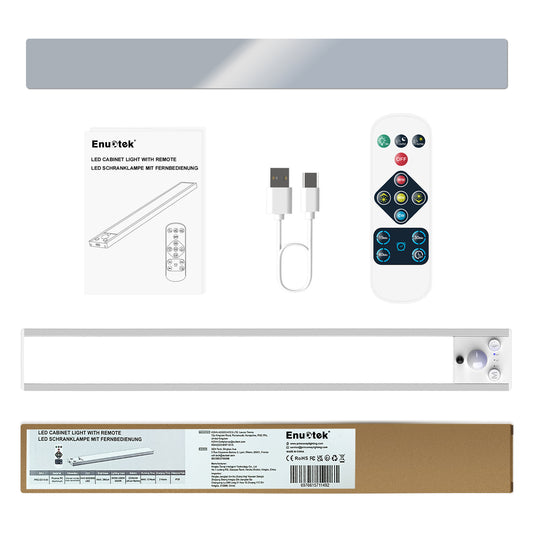 Rechargeable LED Under Cabinet Light, Length 37CM LED Under Kitchen Cupboard Light with Wireless Remote Control