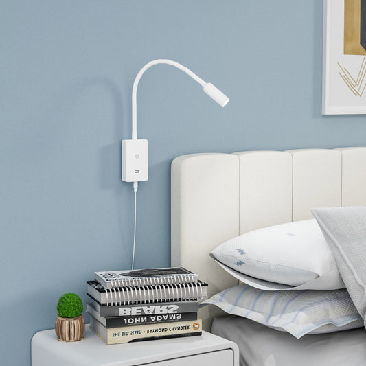 LED Wall Mounted Bedside Reading Light, Touch Dimmable White Spot Lamp for Bedroom Headboard Light