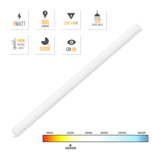 Connectible Hardwired 2X 9W LED Kitchen Under Cabinet Lights, Under Cupboard Light Fixtures, Length 573MM 2 Lamps