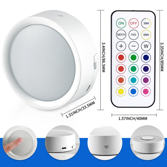 Magnetic LED Under Cabinet Lights, 3 Pack Rechargeable LED Puck Push Light with Wireless Remote Control