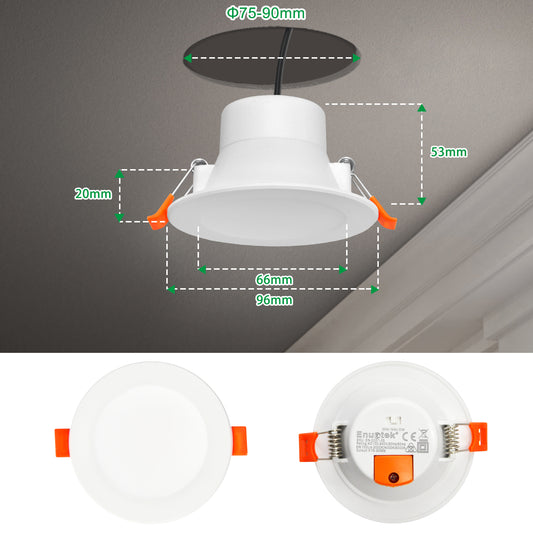 8W LED Small Recessed Downlights, Recessed Ceiling Lights, Warm Cool White Lighting Selectable
