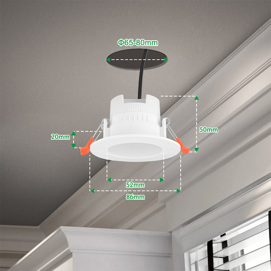 Small Dimmable 5W LED Recessed Down Lights, LED Recessed Ceiling Lamps, CCT