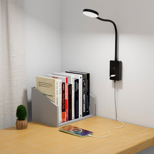 Touch Dimmable LED Wall Mounted Bedside Reading Light, Flexible Wall Reading Lamp for Nightstand in Bedroom
