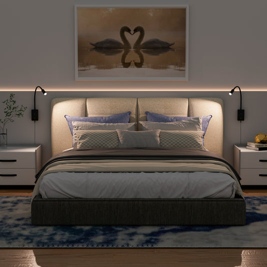 Touch Dimmable LED Wall Mount Bedside Spot Lamp, Black Flexible LED Wall Sconce Reading Light for Bedroom