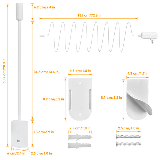 LED Wall Mounted Bedside Reading Light with Wireless Remote Control, White Flexible LED Bedroom Wall Spot Lamp